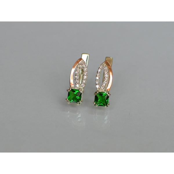 Серебряные серьги с золотыми вставками (136с)