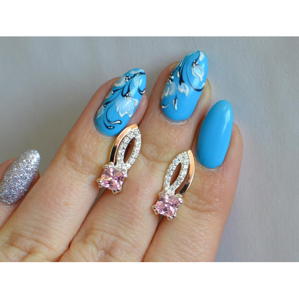 Серебряные серьги с золотыми вставками (136с)