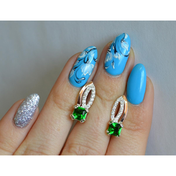 Серебряные серьги с золотыми вставками (136с)