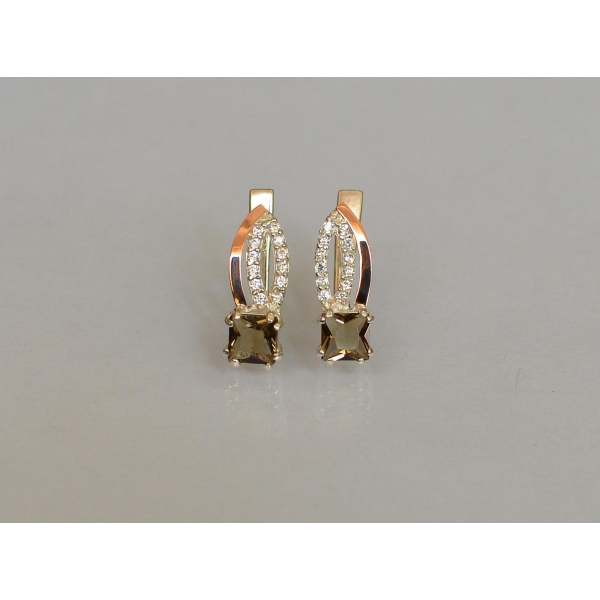 Серебряные серьги с золотыми вставками (136с)