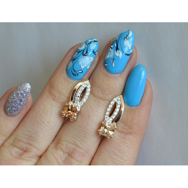 Серебряные серьги с золотыми вставками (136с)