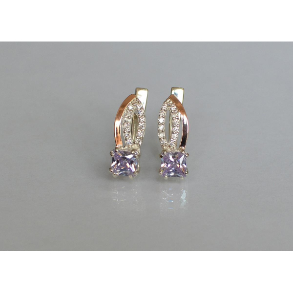 Серебряные серьги с золотыми вставками (136с)