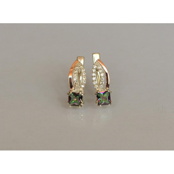 Серебряные серьги с золотыми вставками (136с)