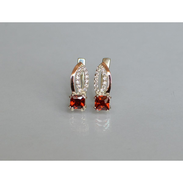 Серебряные серьги с золотыми вставками (136с)