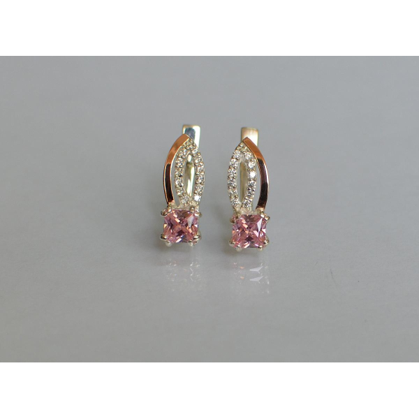 Серебряные серьги с золотыми вставками (136с)