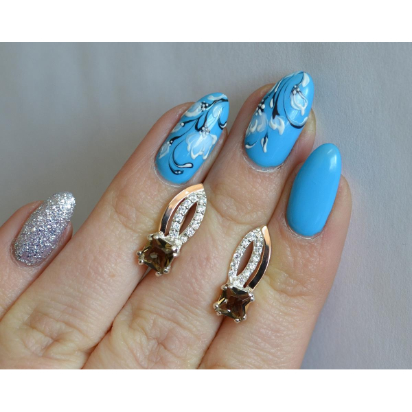 Серебряные серьги с золотыми вставками (136с)