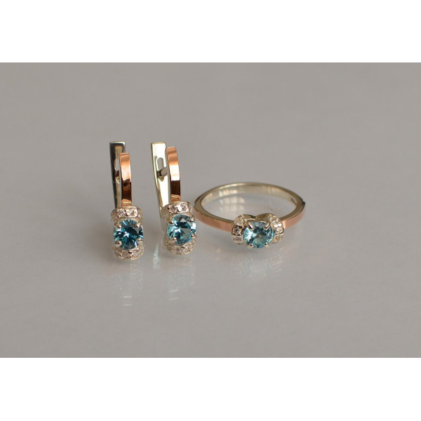 Серебряный комплект с золотом (137)