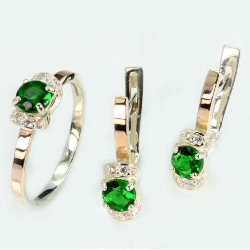 Серебряный комплект с золотом