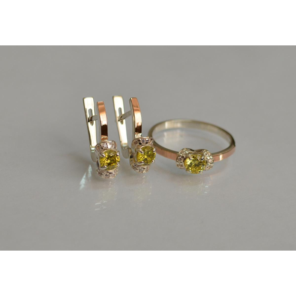 Серебряный комплект с золотом (137)