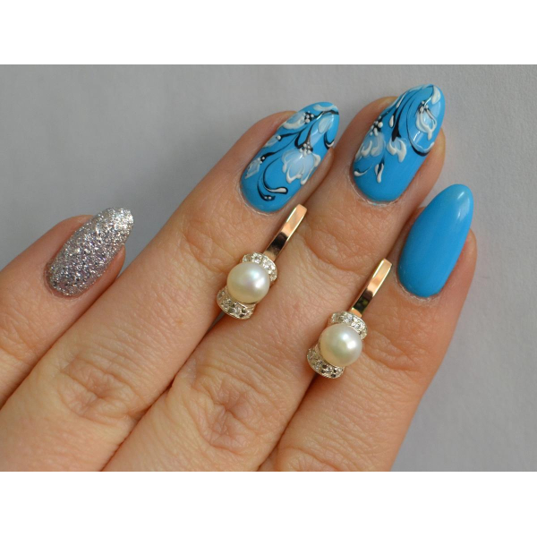 Серебряные серьги с золотыми пластинами (138с)