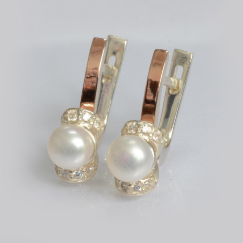 Серебряные серьги с золотыми пластинами