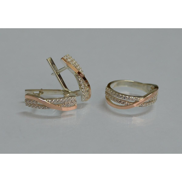 Серебряный комплект с золотыми пластинами (139)