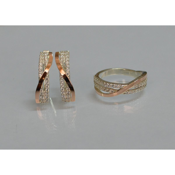 Серебряный комплект с золотыми пластинами (139)