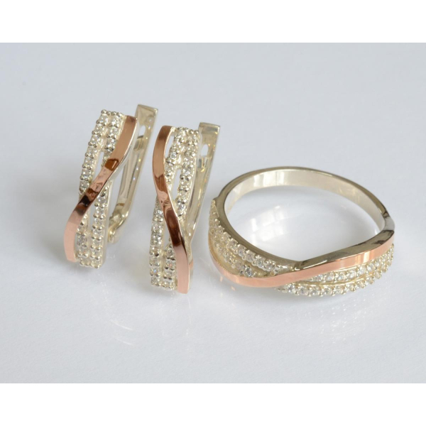 Серебряный комплект с золотыми пластинами (139)