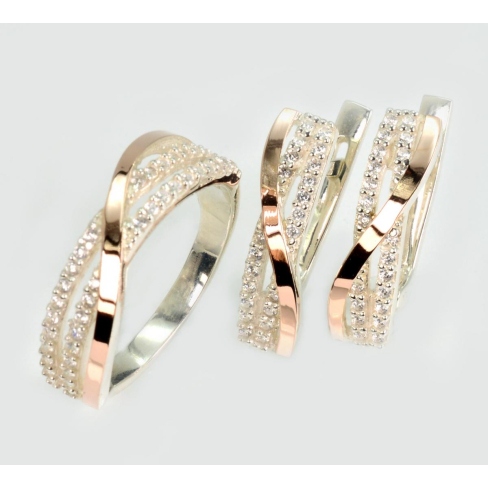 Серебряный комплект с золотыми пластинами