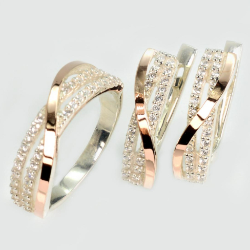 Серебряный комплект с золотыми пластинами