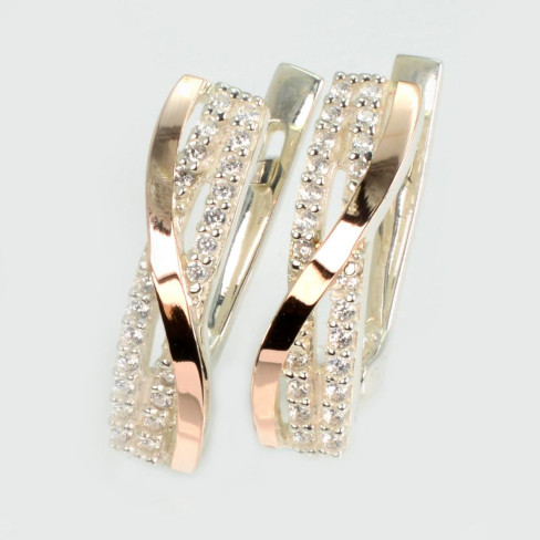 Серебряные серьги с золотыми накладками