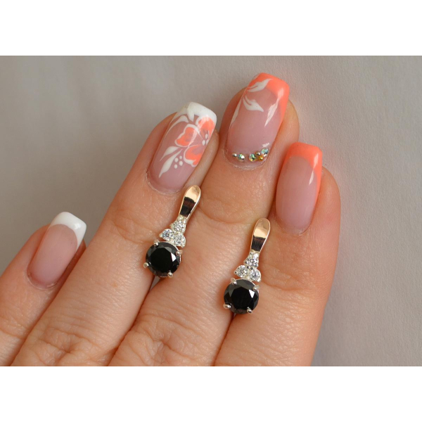 Серебряные серьги с золотом (140с)