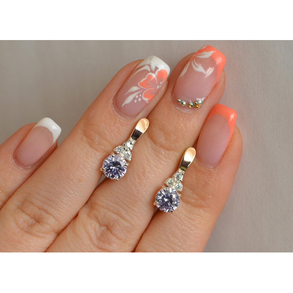 Серебряные серьги с золотом (140с)