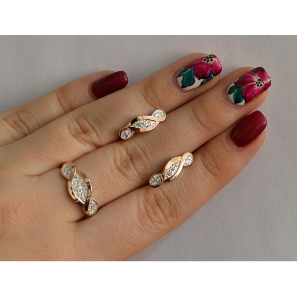 Серебряный набор с золотыми пластинами (141)