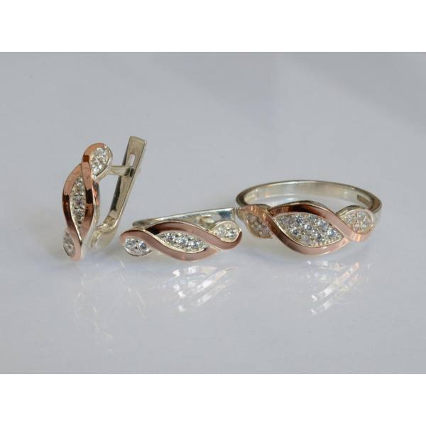 Серебряный набор с золотыми пластинами (141)