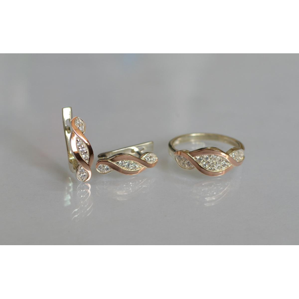 Серебряный набор с золотыми пластинами (141)