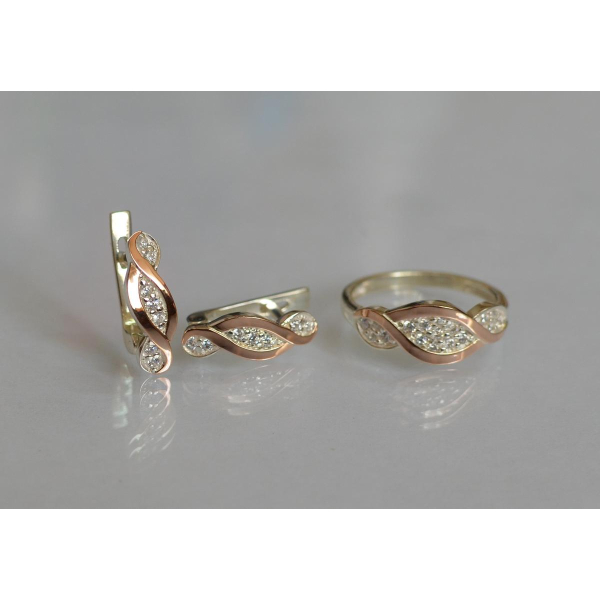 Серебряный набор с золотыми пластинами (141)