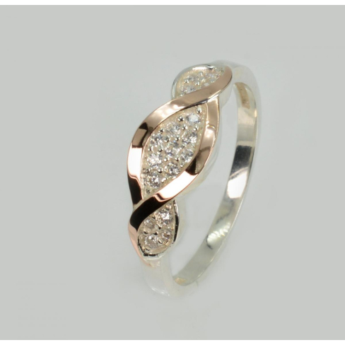 Срібне кільце з золотими пластинами