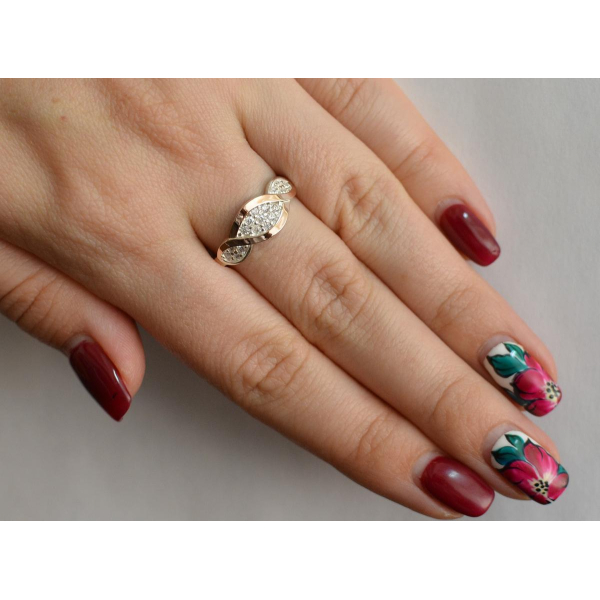 Серебряное кольцо с золотыми пластинами (141к)