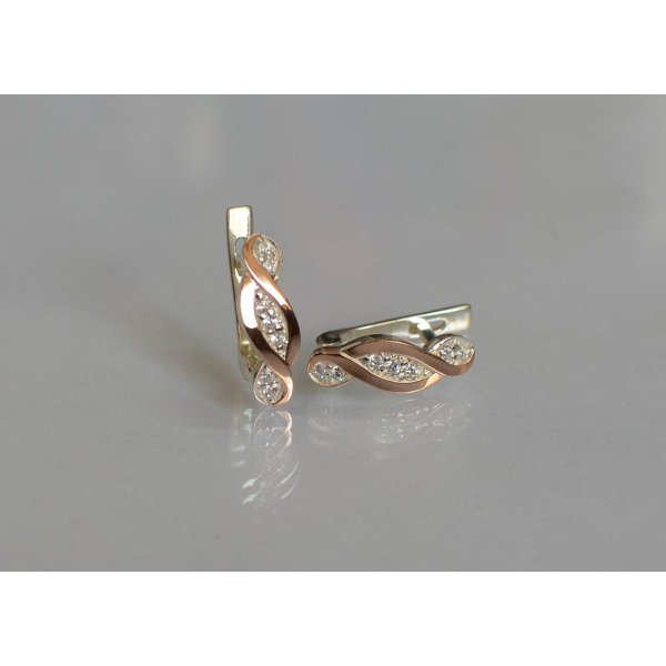 Срібні сережки з золотими пластинами (141с)