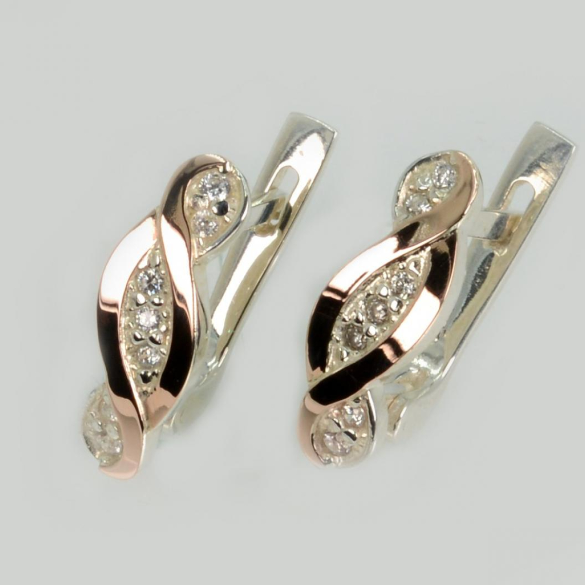 Срібні сережки з золотими пластинами (141с)