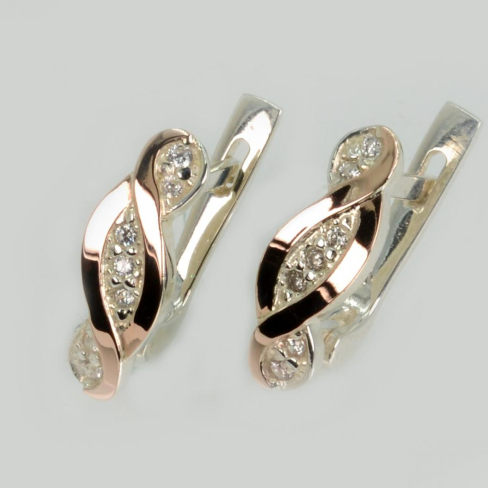 Серебряные серьги с золотыми пластинами