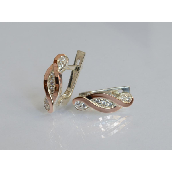 Срібні сережки з золотими пластинами (141с)