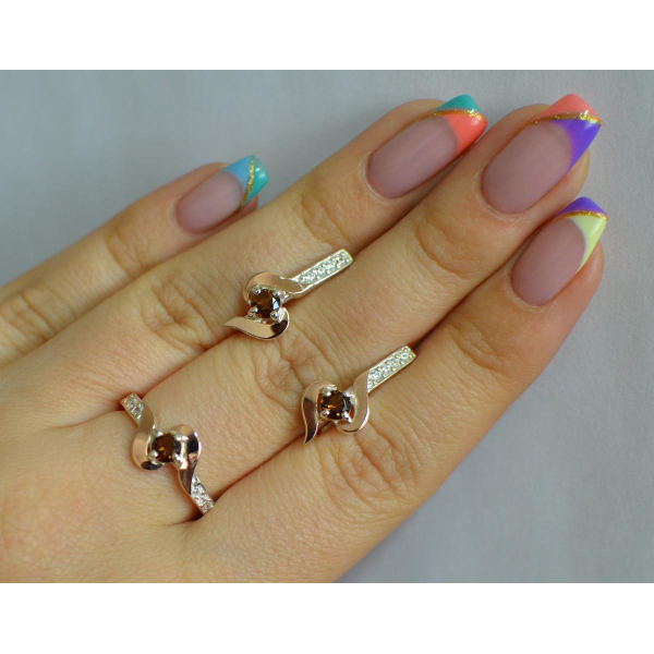 Срібний гарнітур з золотими вставками (142)