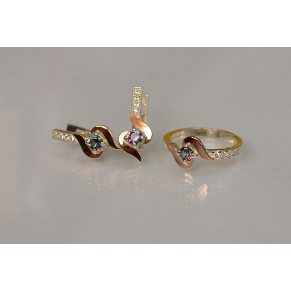 Срібний гарнітур з золотими вставками (142)