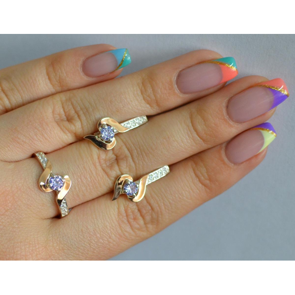 Срібний гарнітур з золотими вставками (142)