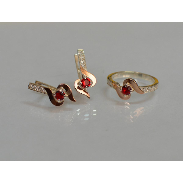 Срібний гарнітур з золотими вставками (142)