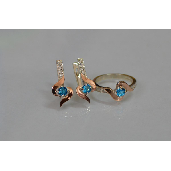 Срібний гарнітур з золотими вставками (142)