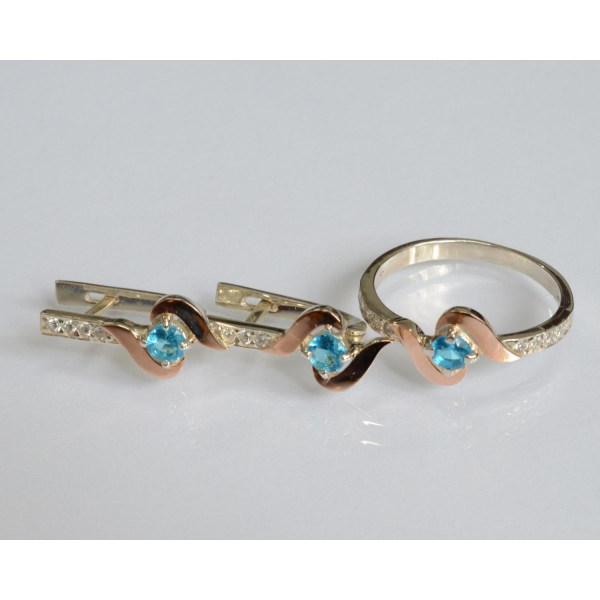 Срібний гарнітур з золотими вставками (142)