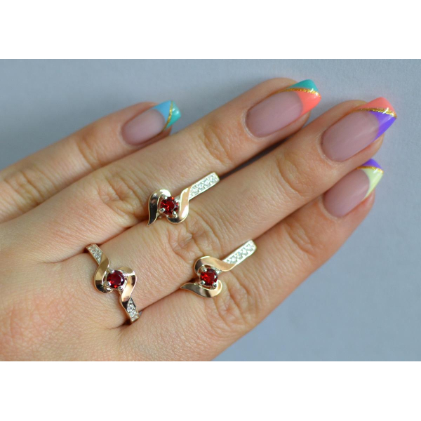 Срібний гарнітур з золотими вставками (142)