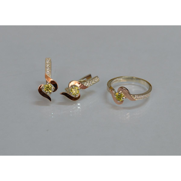 Срібний гарнітур з золотими вставками (142)