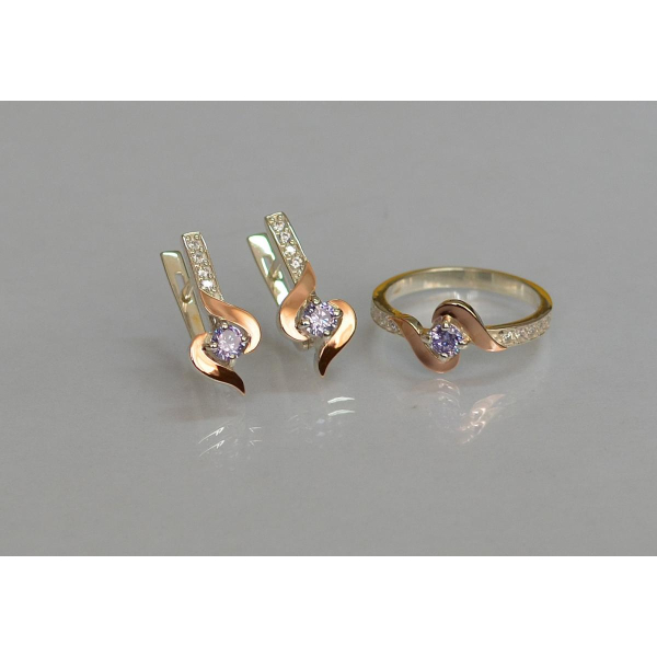 Срібний гарнітур з золотими вставками (142)