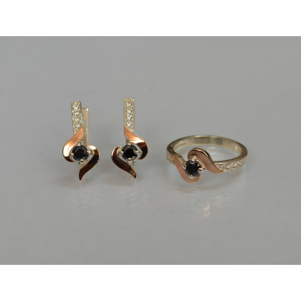 Срібний гарнітур з золотими вставками (142)