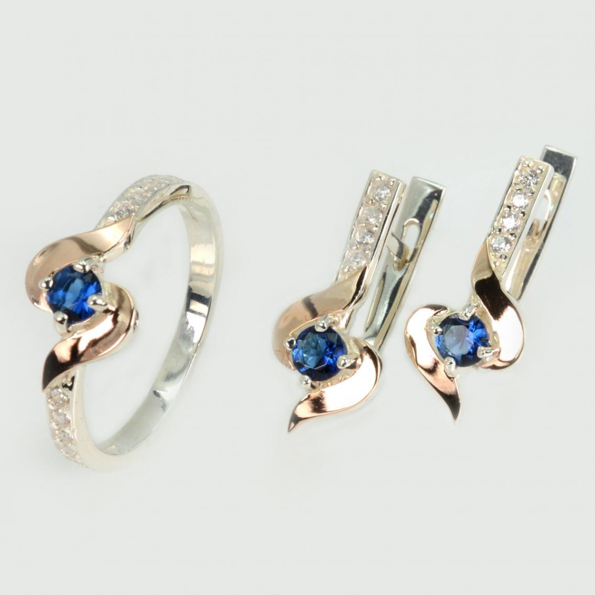 Срібний гарнітур з золотими вставками (142)