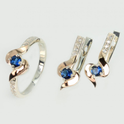 Серебряный набор с золотыми вставками