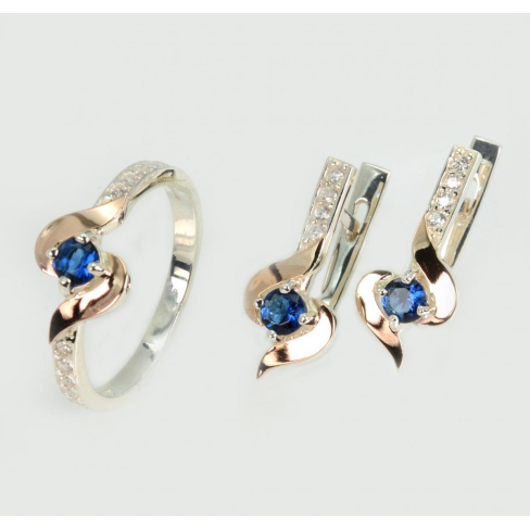 Серебряный набор с золотыми вставками