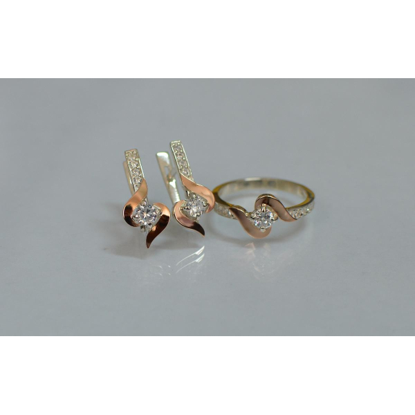 Срібний гарнітур з золотими вставками (142)