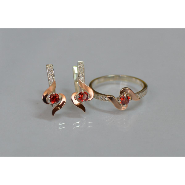 Срібний гарнітур з золотими вставками (142)