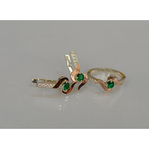 Срібний гарнітур з золотими вставками (142)