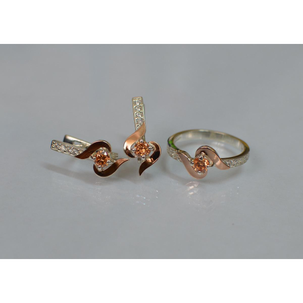 Срібний гарнітур з золотими вставками (142)